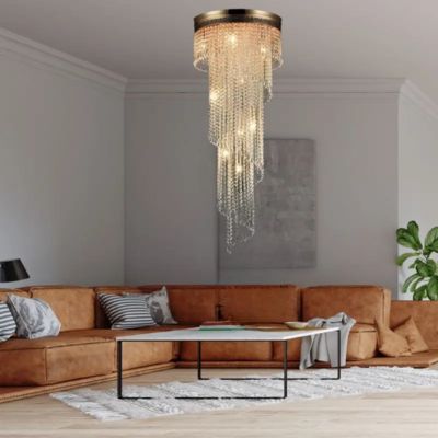 Lustre Cascade de Maytoni dans un salon moderne - éclairage idéal pour un illuminer une pièce chic